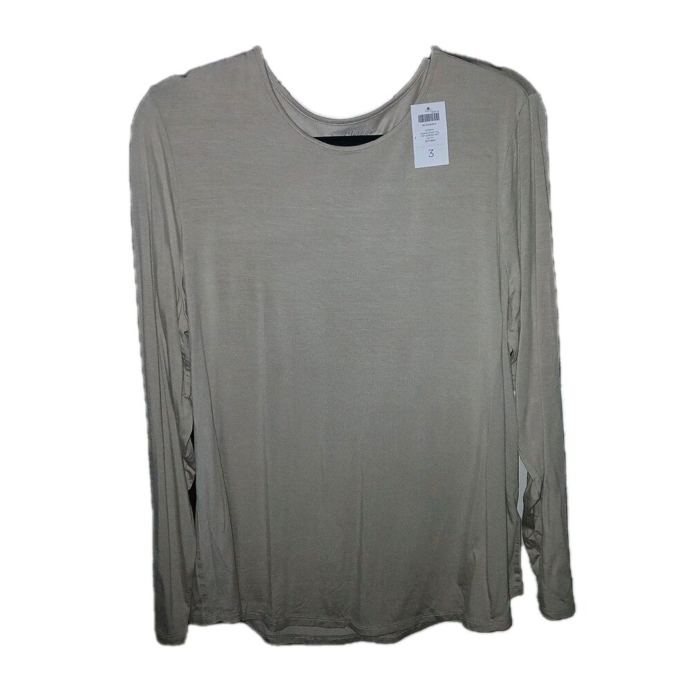 NWT CHICOS Womens 3 XL Karina Shirtail Long Sleeve Knit Top Solid Putty Beige - Picture 8 of 9